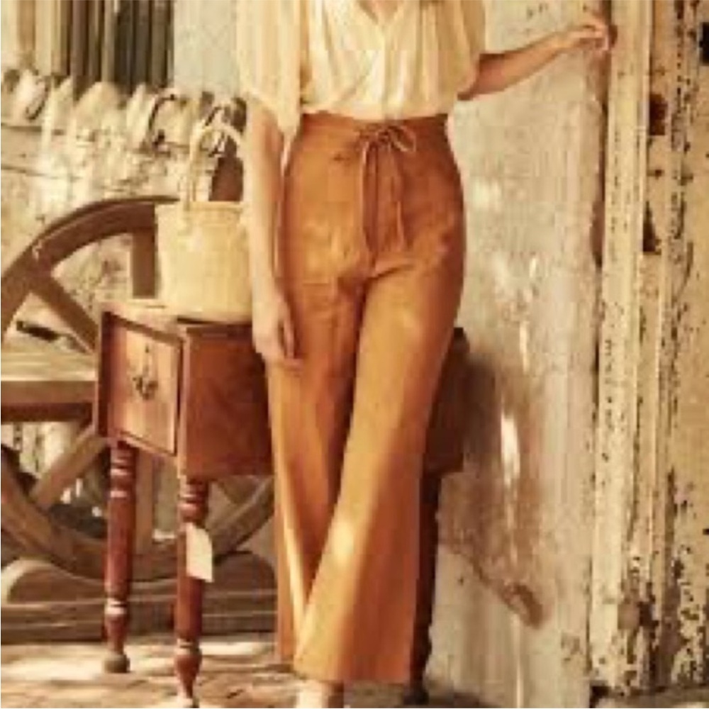 DÔEN RIVIERA Cream Wide Leg silk and linen Pants